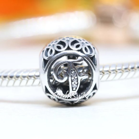 PANDORA Vintage Initial Letter F Charm 791850CZ - Picture 1 of 3